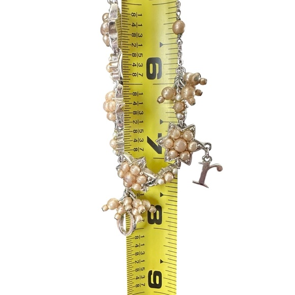 Dior Champagne Pearl & Silver Spell Out Engraved Adjustable Necklace - Picture 13 of 15